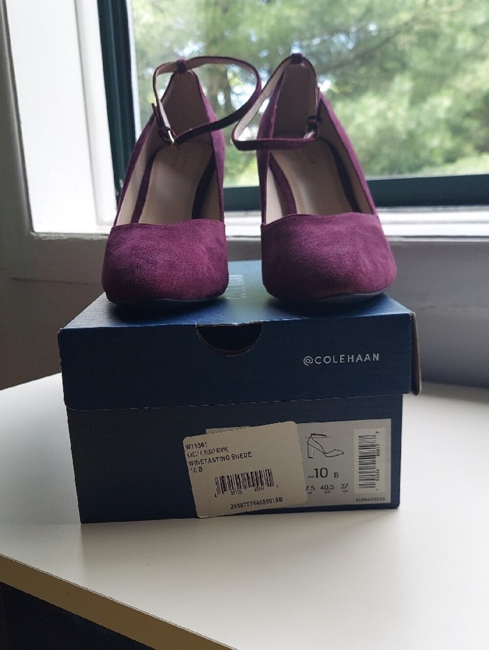 Cole Haan Wine Suede Ankle Strap Block Heel Rubber Sole Cushioned Insole Size 10 - Picture 12 of 15
